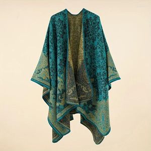 Sjaals imitatie kasjmier sjaal afdrukken warm lange casual deken open vooraan poncho cape oversized vest wrap