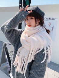 Sjaals imitatie kasjmere vrouwen sjaal winter preppy stijl solide harige sjaal