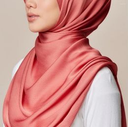 Foulards Imitation soie Satin Hijab écharpe femmes mode malaisie indonésie foulard perle en mousseline de soie fête bandeau musulman