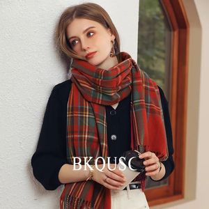 Sjaals in rood geruite sjaal vrouwelijk Brits warm kasjmier sjaal mode dame stijlvolle kwast sjaal sjaals vrouwelijk kerstcadeau 231214
