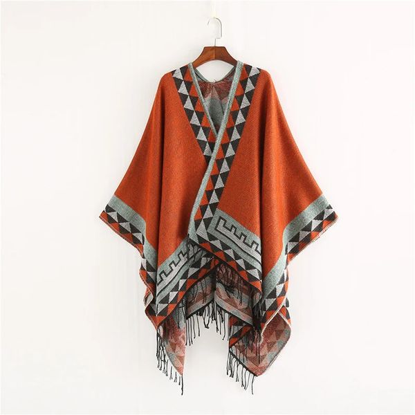 Foulards Style indien mode géométrique gland Pashmina Poncho et Capes manteau femmes écharpes automne hiver chaud châle Cachemire foulards 231128