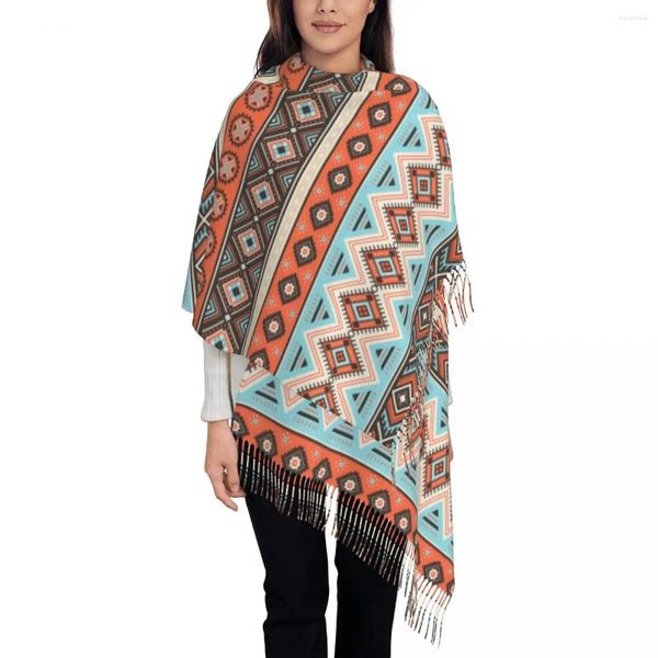 Écharpes Indiana Tribal Rayé Aztèque Châle Wraps Pour Femmes Hiver Longue Écharpe Douce Vintage Boho Style Réversible Gland