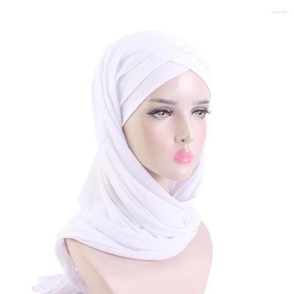 Foulards Hijab instantané châle cousu Bonnet intérieur pratique bandeau front croix musulman écharpe prêt à porter Turban