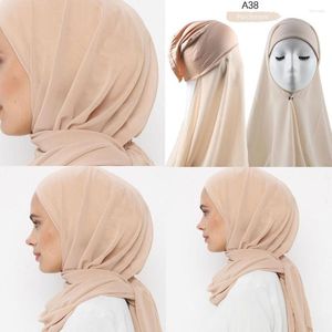 Foulards Hijab instantané avec capuchon en mousseline de soie lourde Jersey pour femmes voile mode musulmane Islam écharpe foulard