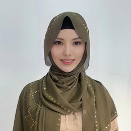 Bufandas Islámicas Lujo Lentejuelas Gasa Hijab Abaya Turbantes Vestido musulmán Mujeres Bufanda en la cabeza Hijabs para mujer Abayas Jersey Turbante Mantón de pelo