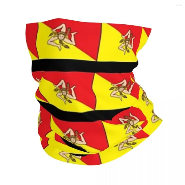 Bufandas Italia de la bandera de Sicilia Bandana Cubierta de cuello Máscara impresa Bufanda Bufanda cálida Mascarilla Montar Unisex Adulto A prueba de viento