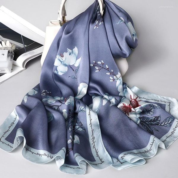 Foulards japon Design foulard en soie femmes châle Wrap élégant cadeau pour dame Floral Pashmina naturel Foulard 1 PC4