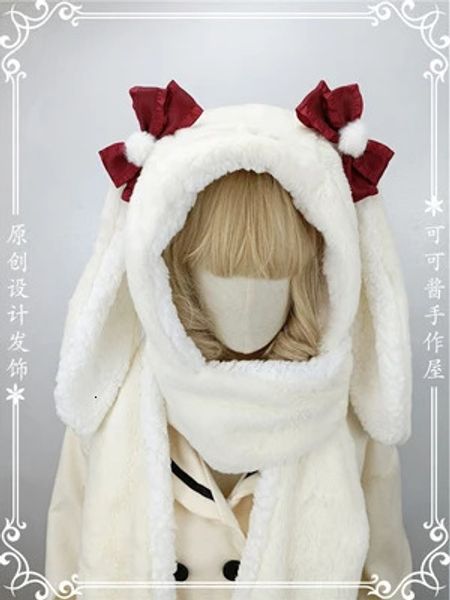 Écharpes japonaises lolita lapin oreilles kawaii mignon chapeau en peluche écharpe gants triade casquette de cyclisme étudiants chapeaux d'hiver 231012