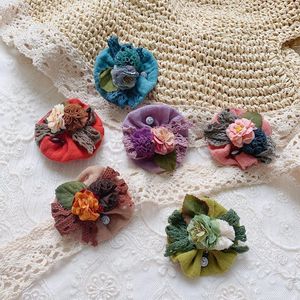 Schals Johnature Mori Damen Süß Niedlich Vintage Vielseitiger Stoff Blumenform Brosche Lässig Japanisches Leinen Blumen Accessoire