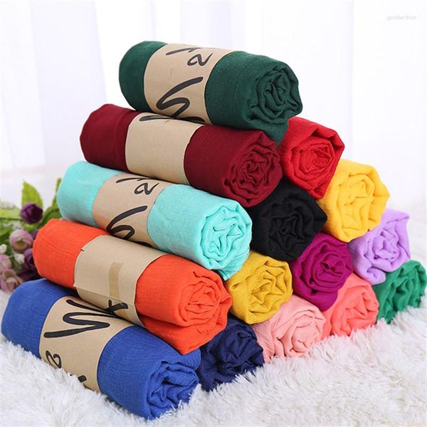 Bufandas JTVOVO RUNMEIFA 2023 velo fino de algodón de Color puro Hijab para mujeres musulmanas Bandana transpirable bufanda de moda chal Accesorios