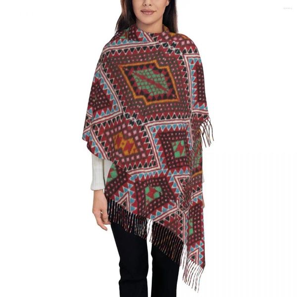 Bufandas Kabyl Amazigh Alfombra Borla Bufanda Mujeres Suave África Berber Étnico Geométrico Mantón Wrap Lady Invierno