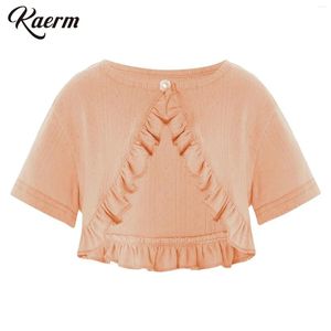 Cradiage kaerm kaerm petit bébé fille coton cardigan pull de châle en tricot couvre-chât à manches courtes à manches simples à volaire à hausser la robe boléro robe