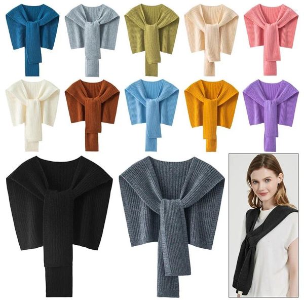 Écharpes garder au chaud tricoté châle chemisier épaules couleur unie faux col dentelle cravate laine