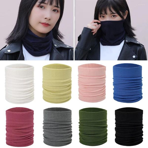 Écharpes tricotées collier anneau écharpe solide hiver femmes couverture de cou chaud unisexe extérieur snood réglable enveloppes de visage