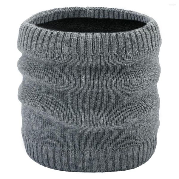 Foulards tricoté boucle écharpe avec velours intérieur femmes hommes hiver chaud infini couleur unie laine Snood col cercle anneau
