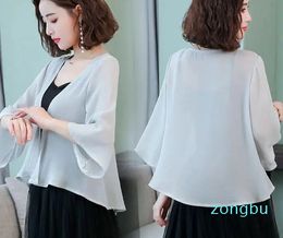 Sjaals Koreaans chiffon shirt Zomer dun zacht kort vest Dames Cape Vrouwelijke zonbescherming Kleding Strand zonnebrandcrème sjaal