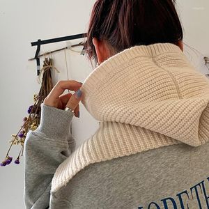 Bufandas de punto de moda coreana con capucha para mujer Otoño Invierno grueso cuello cálido chal abrigos a prueba de viento gorra 2023