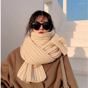 Écharpes coréennes pour femmes en automne et en hiver, laine thermique épaisse, tricot pour étudiants, écharpe chaude et douce pour Couple