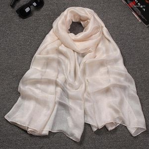 Foulards coréen lin longue crème solaire serviette de plage châle couleur pure perle lumière respirant voyage doux mince mode tour femmes écharpe C41