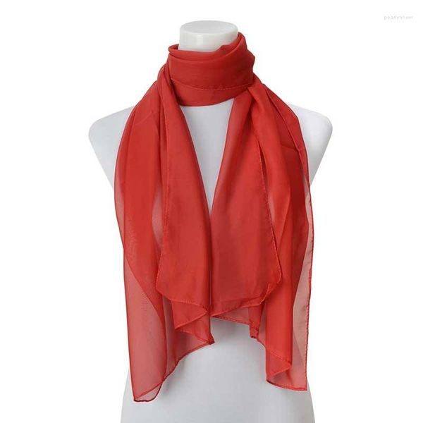 Foulards coréen couleur unie mince en mousseline de soie foulard en soie été serviette de plage femmes crème solaire châle femme longue dîner robe de soirée V10