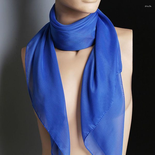 Bufandas coreanas Color sólido gasa transparente bufanda de seda cuadrada 70 70 cm verano gasa fina protección del cuello chal de protección solar para mujer P71