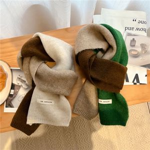 Sjaals Koreaanse stijl warme winter gebreide sjaal voor vrouwen mode dikke wollen garen halsdoek Muffler Lady sjaal nek wraps bufandas 221122