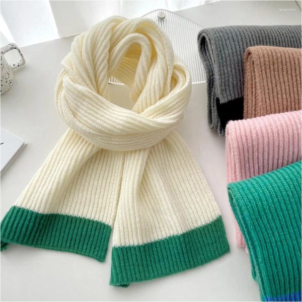 Écharpes de style coréen en fil de laine écharpe tricotée pour les femmes hiver chaud épaissir imitation cachemire châle long foulard tout-match