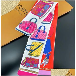Écharbes coréens vintage Desinger Letters Fleurs imprimé sacs Bowknot Scraf Charf Femmes Goues de soie Gants enveloppe du portefeuille Purse Sac à main