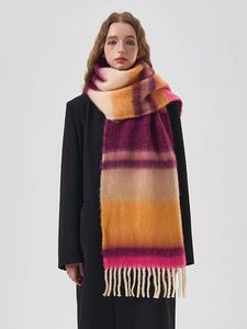 Sjaals Koreaanse Winter Sjaal Vrouwen Kasjmier Warme Pashmina Gestreepte Vrouwelijke Wraps Dikke Zachte Bufanda Kwasten Sjaal Lange Stola 231007