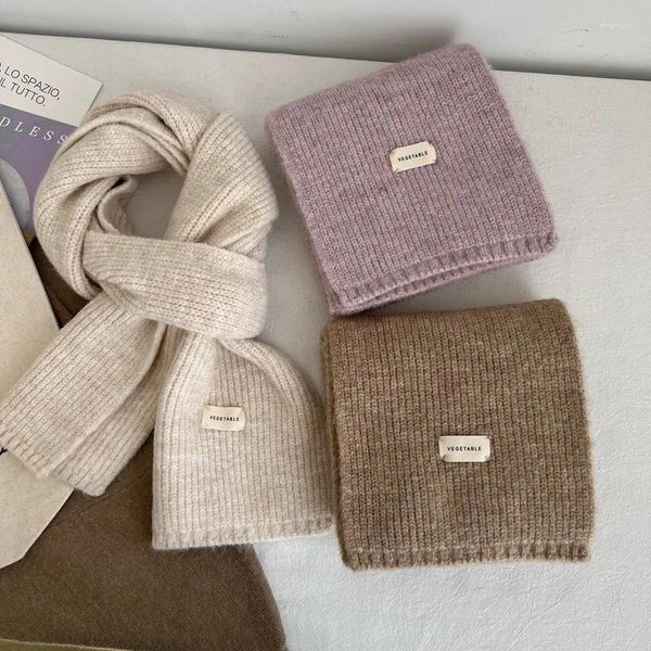 Bufandas Mujeres coreanas Cashmere Lady Invierno Espesar Cálido Suave Pashmina Chales Wraps Femenino Color puro Punto Bufanda larga para