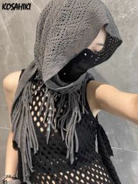 Sjaals kosahiki meisje punk Japanse hoofdtooi gescheurd tassel sjaal sjaalhoed hoed winddichte sjaal vrouw y2k streetwear sjaals femme 230817