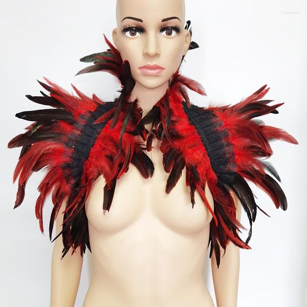 Bufandas capa de plumas de encaje gótico hombro envoltura encogimiento de hombros chal victoriano cuello falso fiesta disfraces de Halloween para mujer bufanda