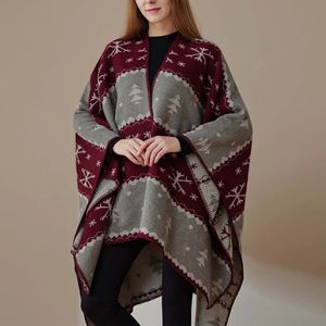 Bufandas Damas Boho Evening Wrap Moda para mujer Oficina Manta Cape con Navidad Split Poncho engrosado 231214