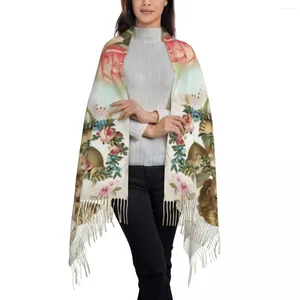 Foulards Dames Grand Vintage Rose Victorien Ange Femmes Hiver Doux Chaud Gland Châle Wrap Écharpe