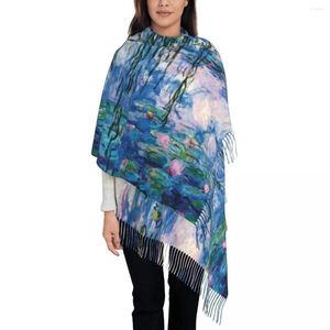 Sjaals dames sjaals warme zachte bloemenprint wraps met kwast monets water lelies mode sjaal wrap herfst aangepaste bufanda