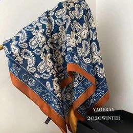 Foulards Dames Petit Carré Foulard En Soie Femmes Homme Vintage Fleurs De Cajou Imprimer Foulards De Mode Bandana Mouchoir Designer Écharpe 231102