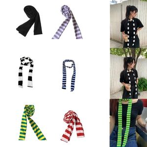 Bufandas Lady Goth Harajuku Fold Scarve Y2K Girl Stripe Fashion Long Fashion Clothing Unisex Street Corbield