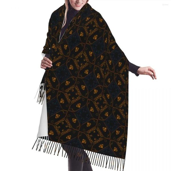 Foulards Lady Grand motif multicolore dans le style arabe Luxe Polyvalent Femmes Hiver Automne Doux Chaud Gland Châle Wrap Écharpe