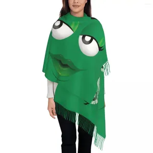 Foulards Lady Long Dessin animé Chocolat Vert Bonbons Visages Femmes Hiver Automne Doux Chaud Gland Châle Wrap Écharpe