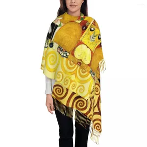 Foulards Lady Long Gustav Klimt The Embrace Femmes Hiver Épais Chaud Gland Châle Wraps Peinture Art Écharpe