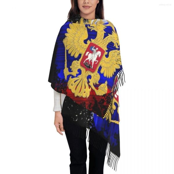 Foulards Lady Long Aigle Russe Manteau De Bras Femmes Hiver Automne Doux Chaud Gland Châle Wraps Russie Drapeau Écharpe