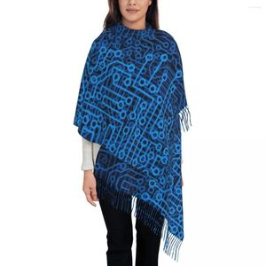 Foulards Grand redémarrage bleu ordinateur circuit imprimé hiver automne épais chaud gland châle enveloppes cpu science hacker programmeur écharpe