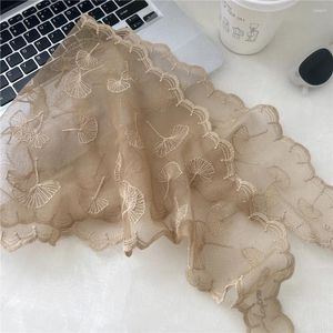 Foulards feuille fleur petite écharpe transparente imprimé floral longue tête cou foulard bandeau dentelle triangle cheveux à la main