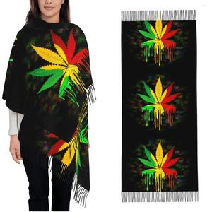 Couleurs de rasta de feuilles écharpes coulent de châle de peinture pour femmes pour femmes chaudes et écharpe douce douce Jamaïque pashmina