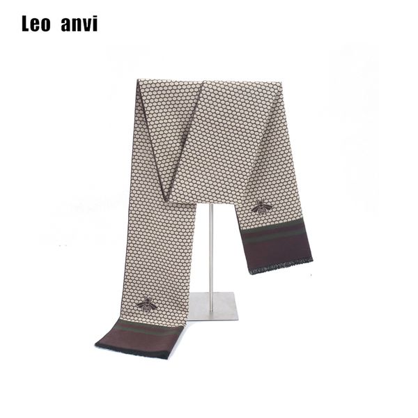 Bufandas Leo anvi marca de lujo bufanda hombres moda invierno cálido negocios panal abeja borla Cachemira bufandas clásicas a cuadros chales bufanda 230302