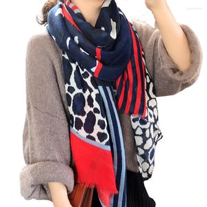 Écharpes Léopard Pour Femmes Rouge Marine Patchwork Coton Viscose Châle Foulard Sjaal Wrap Hijab Écharpe