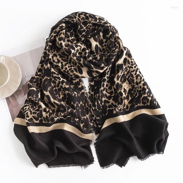 Foulards imprimé léopard mode imitation cachemire écharpe hiver imprimé chaud châle trajet froid doux confortable impression animale