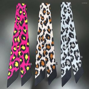 Écharpes écharpe d'été imprimé léopard 2023 Brand Design Femmes Sac à cheveux skinny Band Cou Neck Silk dames Bandbands Foulard