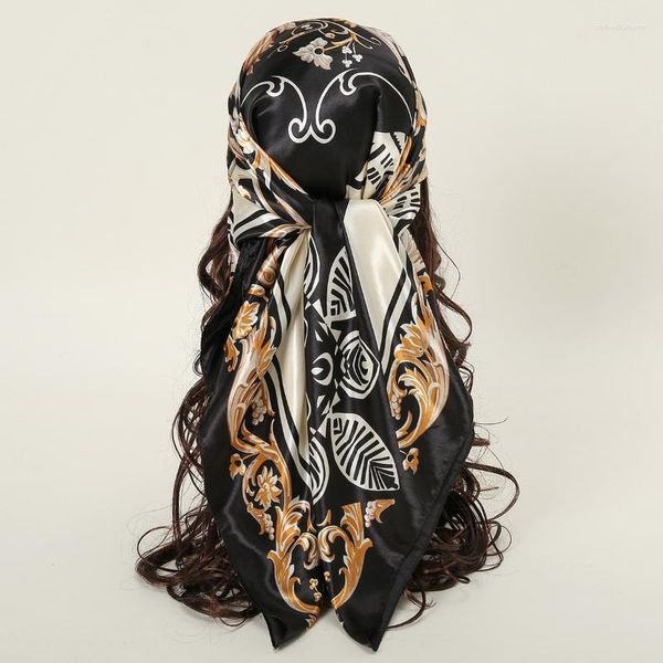 Foulards Léopard Snakeskin Écharpe Femmes Satin Châle Wrap Hijab Femelle Bande De Cheveux Poignet De Luxe Foulard 90x90cm Echarpe 2023 Bandana