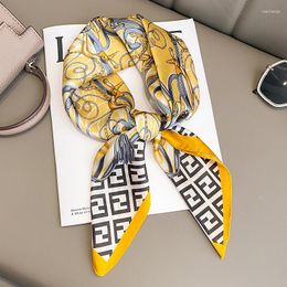 Foulards Lettre Imprimer Soie Cheveux Écharpe Mode Femmes Design Satin Foulard FemaleWraps Hommes Cou